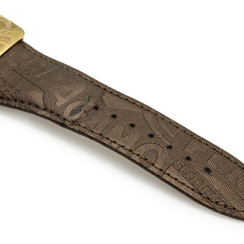 Salvatore Ferragamo 女士石英腕錶 F65，貝殼錶盤，鑲鑽，不鏽鋼錶殼，皮革錶帶-7