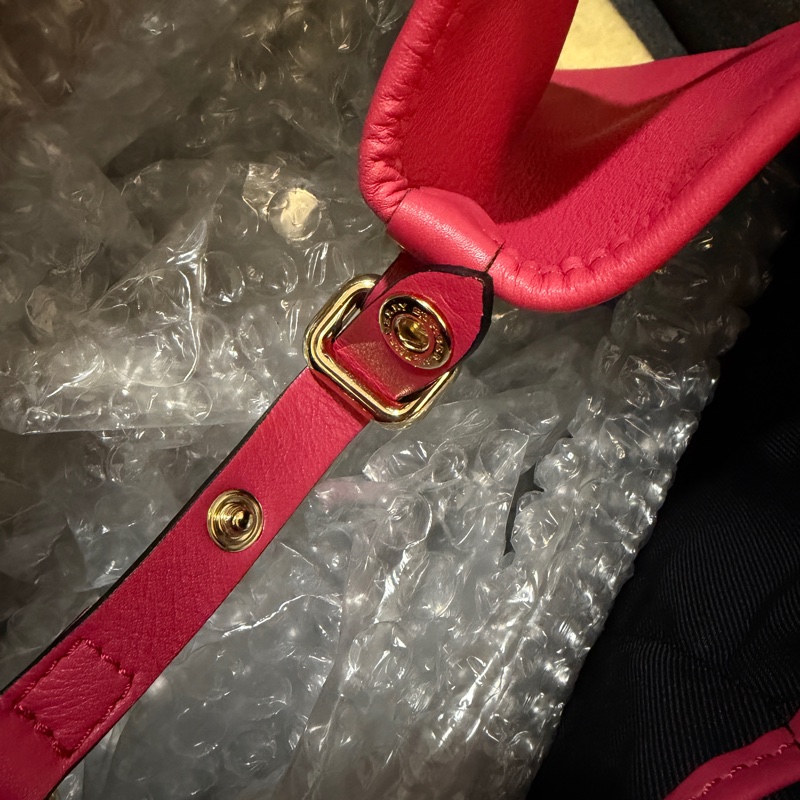 BURBERRY 專櫃正品 3983060 桃紅色 格紋 肩背包 手提包 水餃包 購物包-23