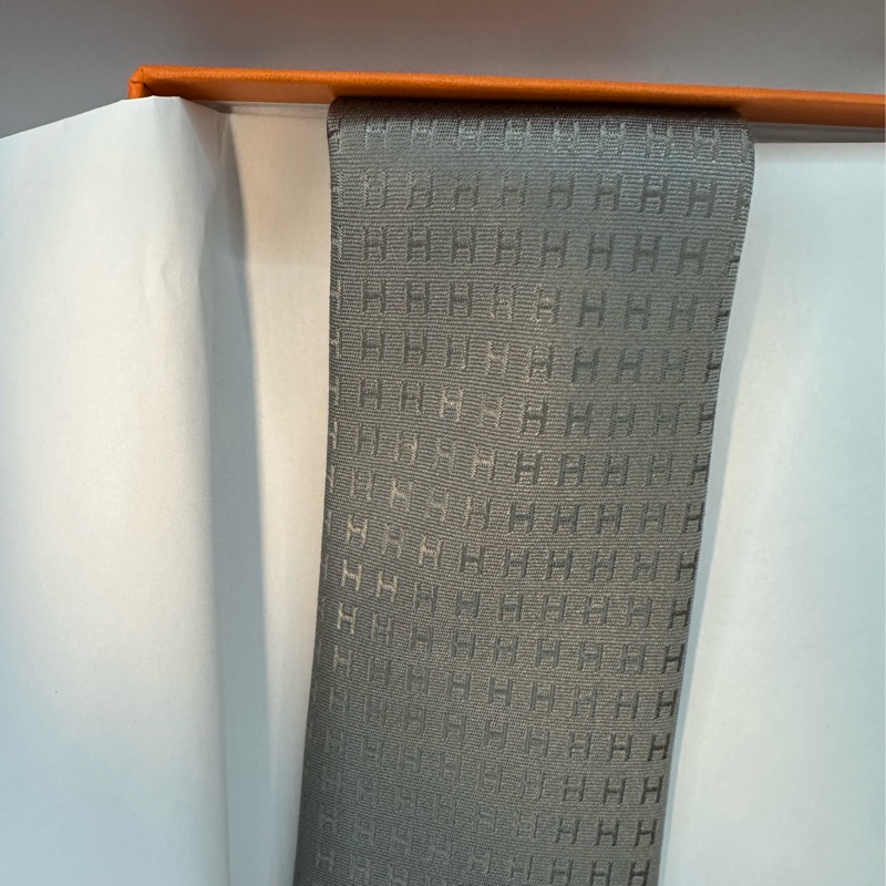 全新未使用 愛馬仕Hermes 領帶 H銀灰色-3