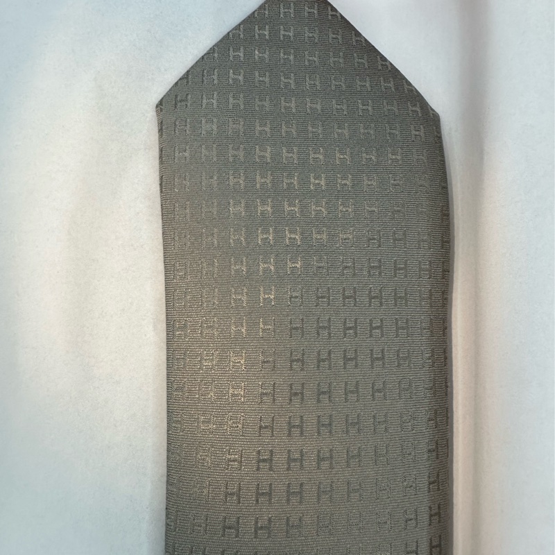 全新未使用 愛馬仕Hermes 領帶 H銀灰色-4