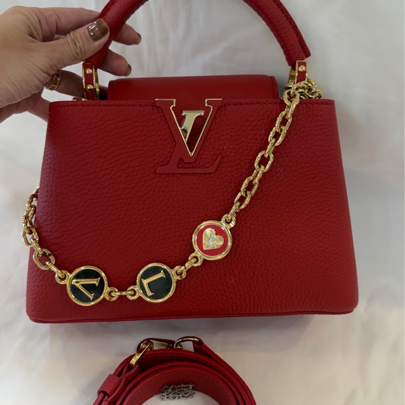 LV K00014 My Capucines 全皮革 紅色 兩用包-0