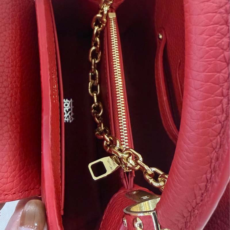 LV K00014 My Capucines 全皮革 紅色 兩用包-9