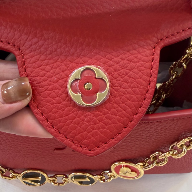 LV K00014 My Capucines 全皮革 紅色 兩用包-13