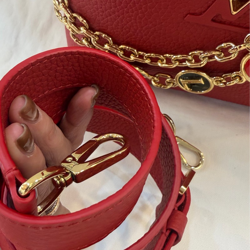 LV K00014 My Capucines 全皮革 紅色 兩用包-19