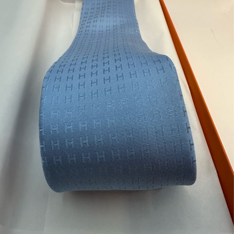 全新未使用 愛馬仕Hermes 領帶 H水藍色-0
