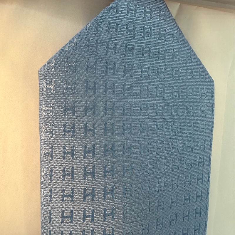 全新未使用 愛馬仕Hermes 領帶 H水藍色-4