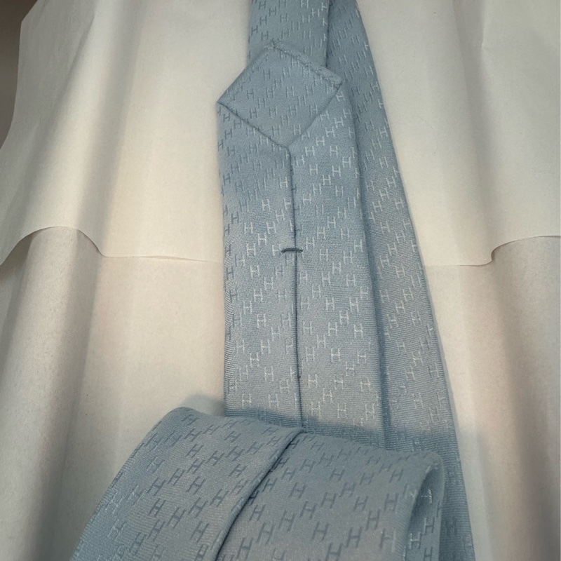全新未使用 愛馬仕Hermes 領帶 H淡藍色-2