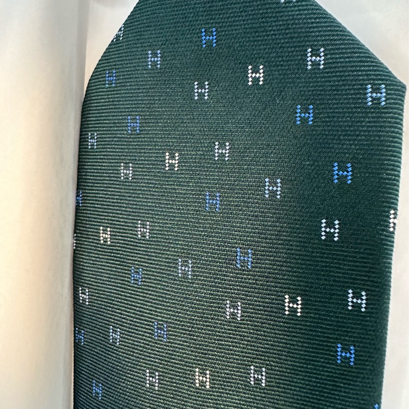 全新未使用 愛馬仕Hermes 領帶 H墨綠色-1