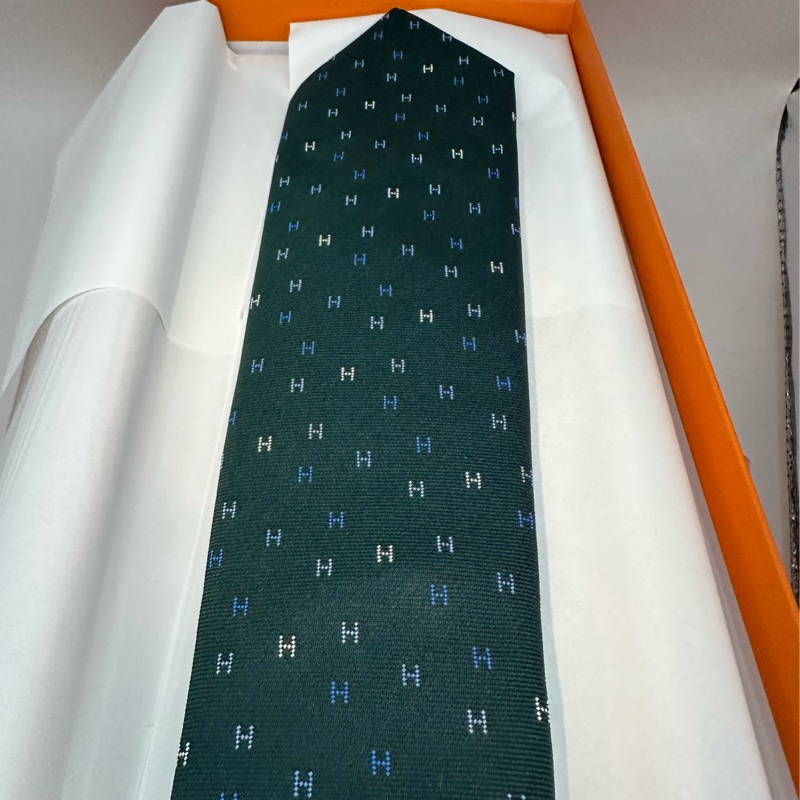 全新未使用 愛馬仕Hermes 領帶 H墨綠色-2