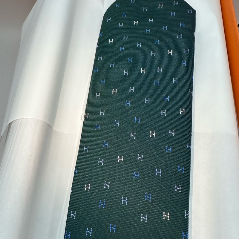 全新未使用 愛馬仕Hermes 領帶 H墨綠色-3