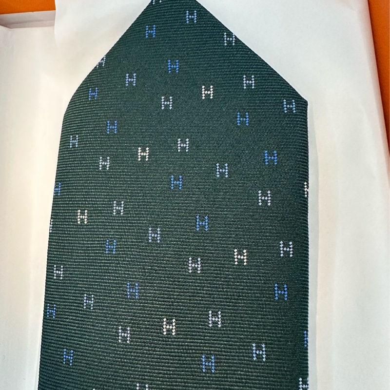 全新未使用 愛馬仕Hermes 領帶 H墨綠色-4