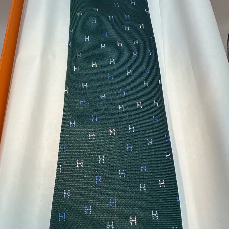 全新未使用 愛馬仕Hermes 領帶 H墨綠色-6