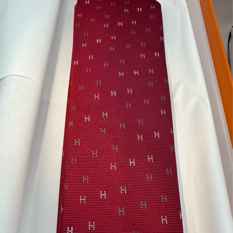 全新未使用 愛馬仕Hermes 領帶 H紅色-2