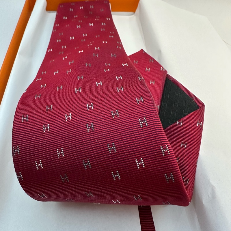 全新未使用 愛馬仕Hermes 領帶 H紅色-4