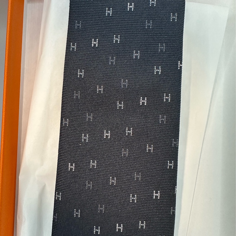 全新未使用 愛馬仕Hermes 領帶 H黑色-3