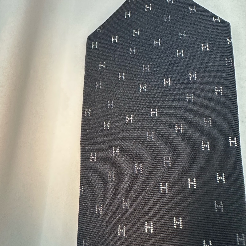 全新未使用 愛馬仕Hermes 領帶 H黑色-4
