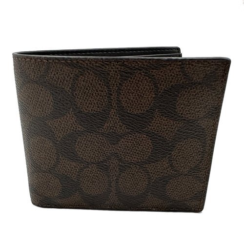 【全新】COACH 男款8卡短夾附鑰匙圈活動證件夾禮盒(深咖)-1