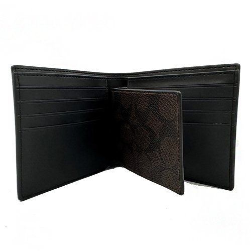 【全新】COACH 男款8卡短夾附鑰匙圈活動證件夾禮盒(深咖)-3