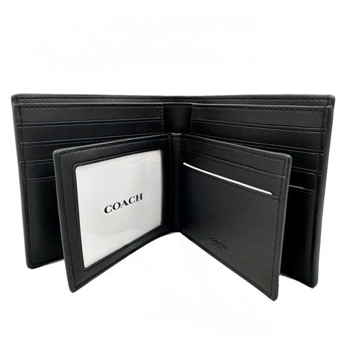 【全新】COACH 男款8卡短夾附鑰匙圈活動證件夾禮盒(深咖)-4