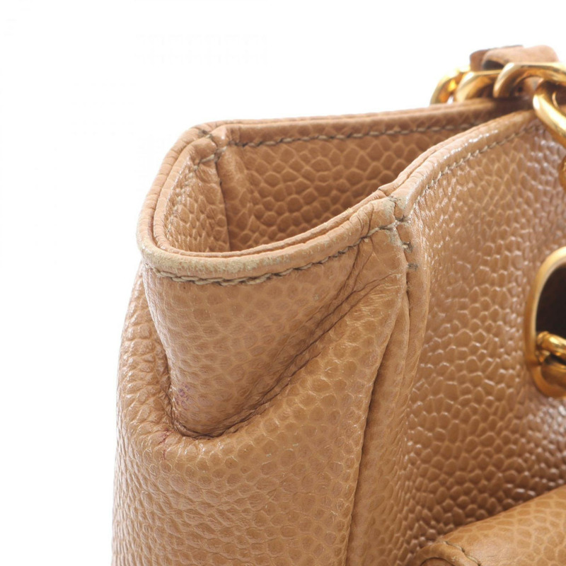 香奈兒 Coco Mark 手提包，粒面小牛皮，米色-5