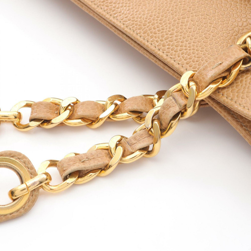 香奈兒 Coco Mark 手提包，粒面小牛皮，米色-13