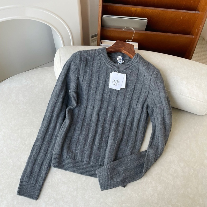 全新 Hermes 灰色暗紋H毛衣34碼-0