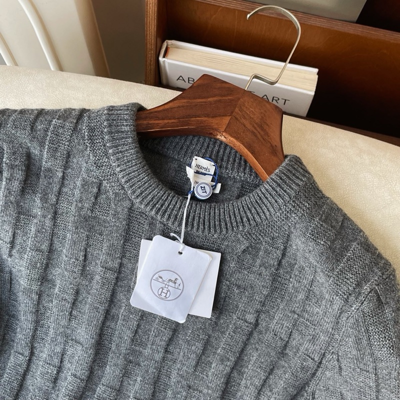 全新 Hermes 灰色暗紋H毛衣34碼-2