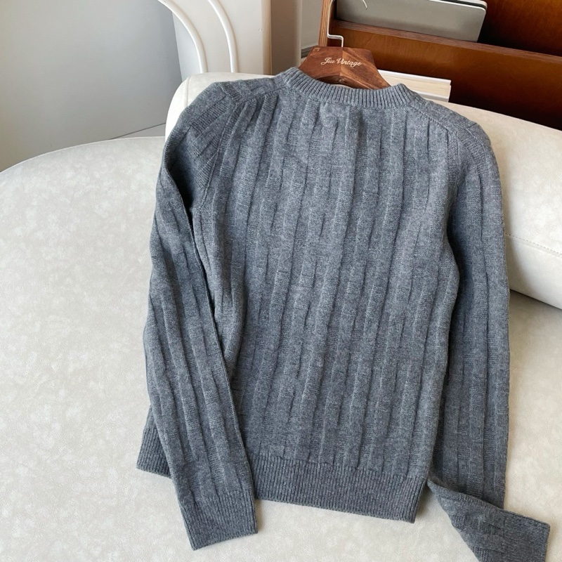 全新 Hermes 灰色暗紋H毛衣34碼-5