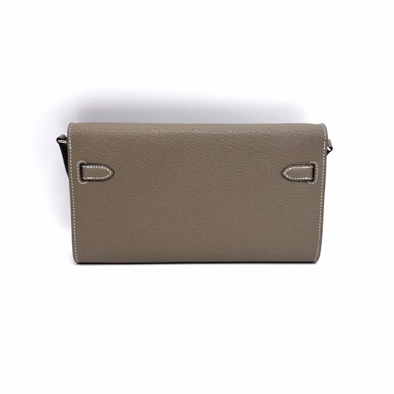 HERMES大象灰銀扣山羊皮Kelly Classique To Go 20.5*11.5*2 98新配件盒子塵袋-4