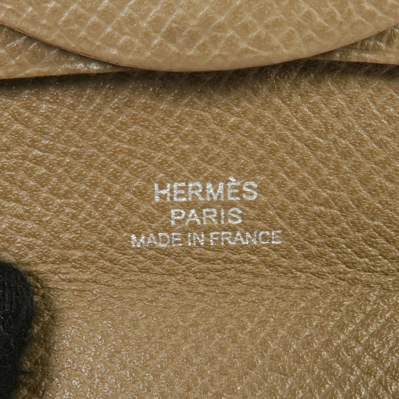 HERMES Epsom皮革Bastia Coin Case銀扣零錢包Etoupe-6