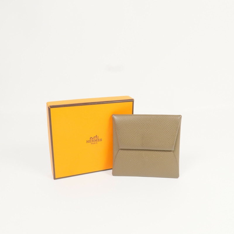 HERMES Epsom皮革Bastia Coin Case銀扣零錢包Etoupe-8