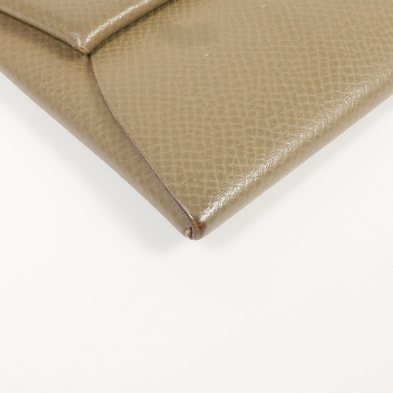 HERMES Epsom皮革Bastia Coin Case銀扣零錢包Etoupe-11