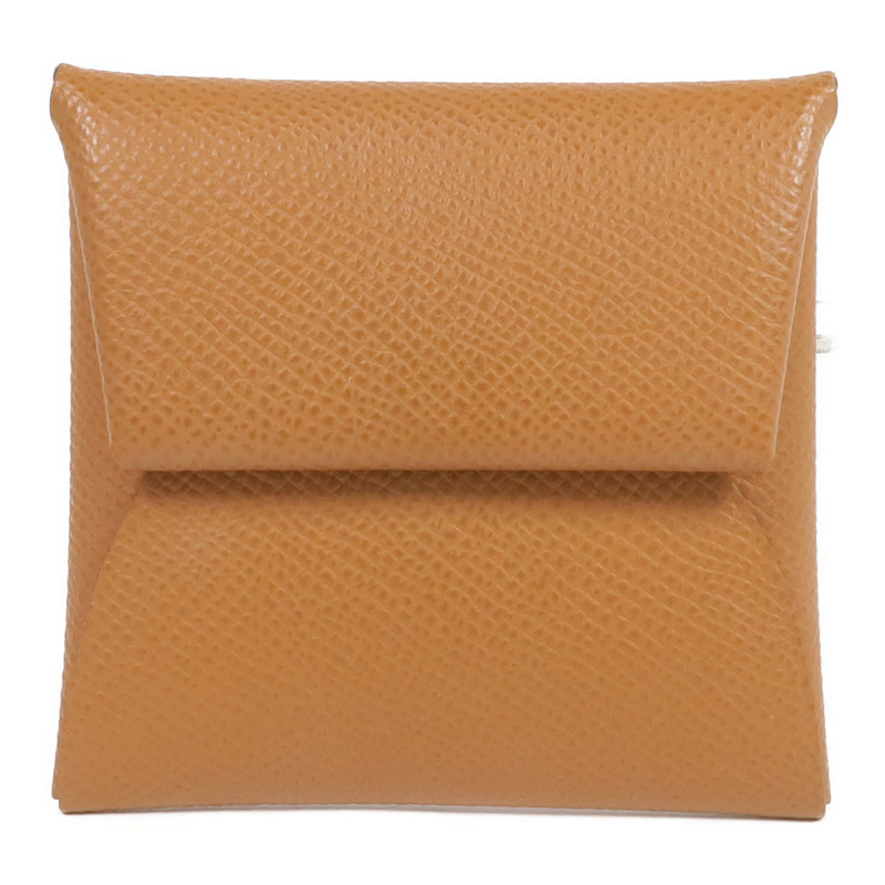 HERMES Epsom皮革Bastie Coin Case銀扣零錢包Gold-0