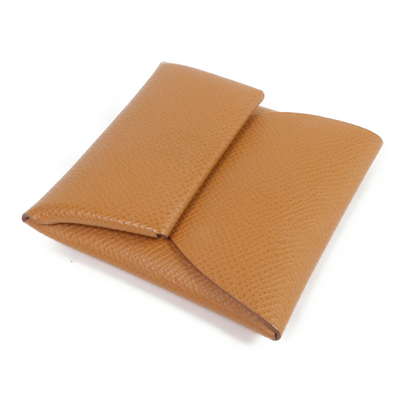 HERMES Epsom皮革Bastie Coin Case銀扣零錢包Gold-3