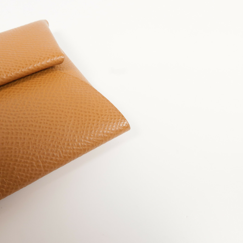 HERMES Epsom皮革Bastie Coin Case銀扣零錢包Gold-6