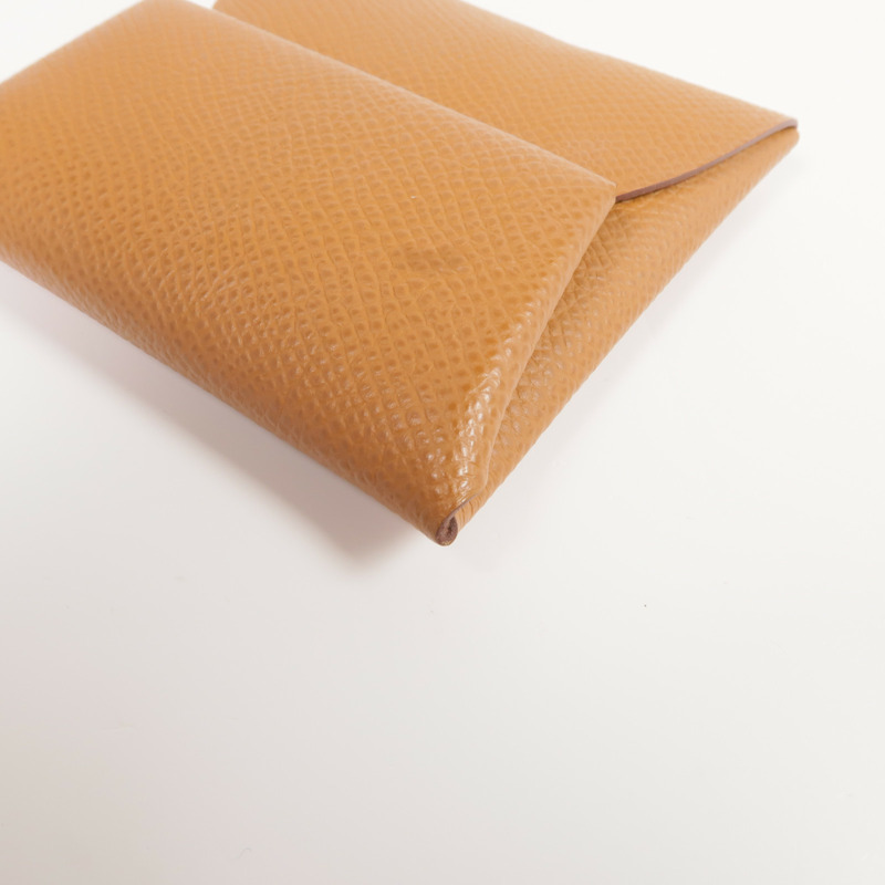 HERMES Epsom皮革Bastie Coin Case銀扣零錢包Gold-9