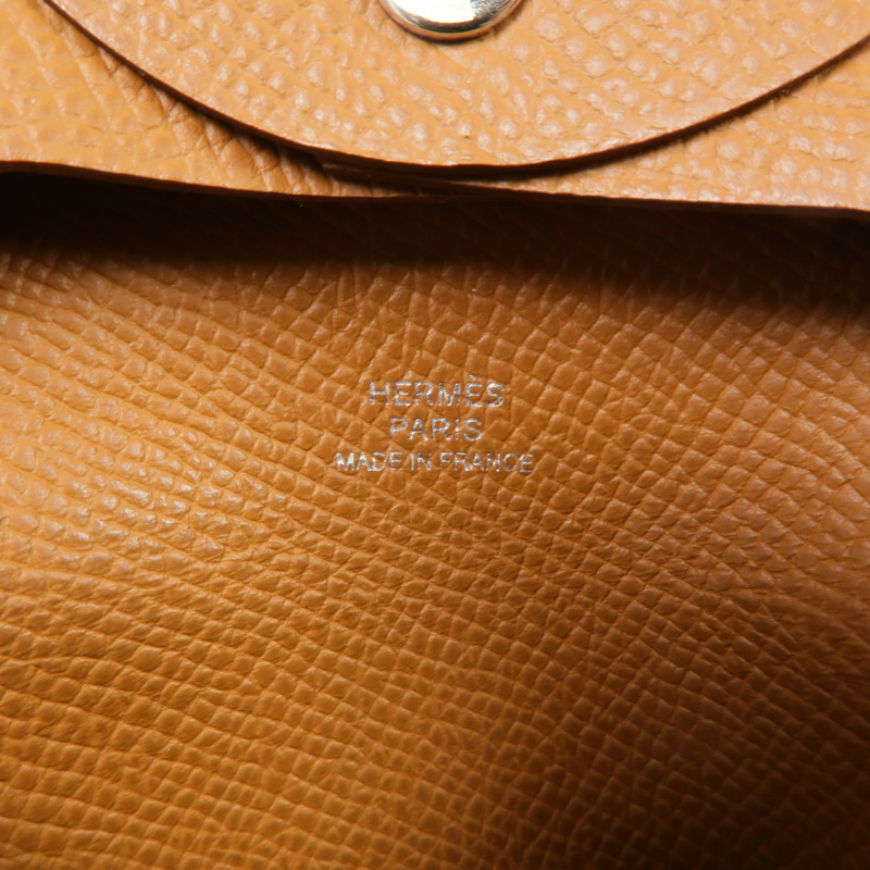 HERMES Epsom皮革Bastie Coin Case銀扣零錢包Gold-11