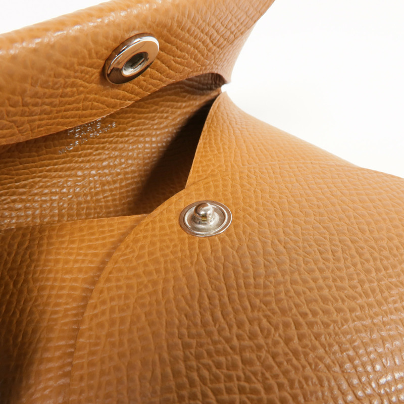 HERMES Epsom皮革Bastie Coin Case銀扣零錢包Gold-13