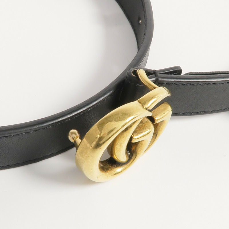 GUCCI 牛皮皮革GG Marmont Belt 75cm金扣皮帶-5