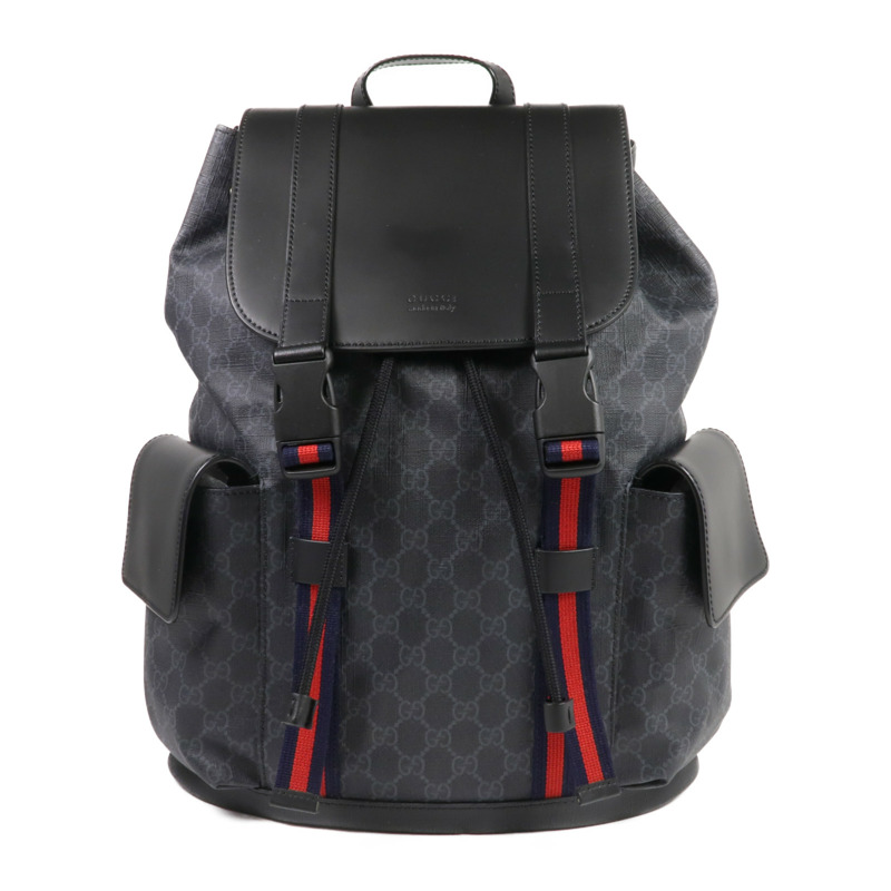GUCCI 塗層帆布GG Supreme Backpack銀扣背包-0