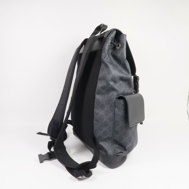 GUCCI 塗層帆布GG Supreme Backpack銀扣背包-7