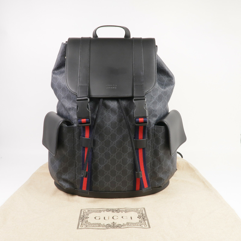 GUCCI 塗層帆布GG Supreme Backpack銀扣背包-8