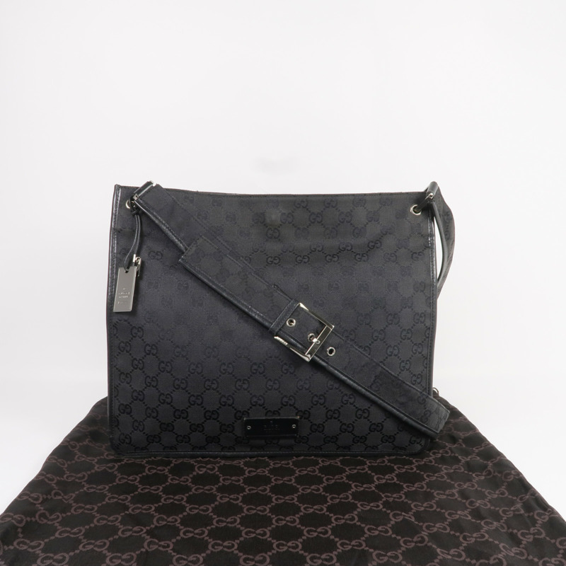 GUCCI 帆布Shoulder Bag銀扣肩背袋-9