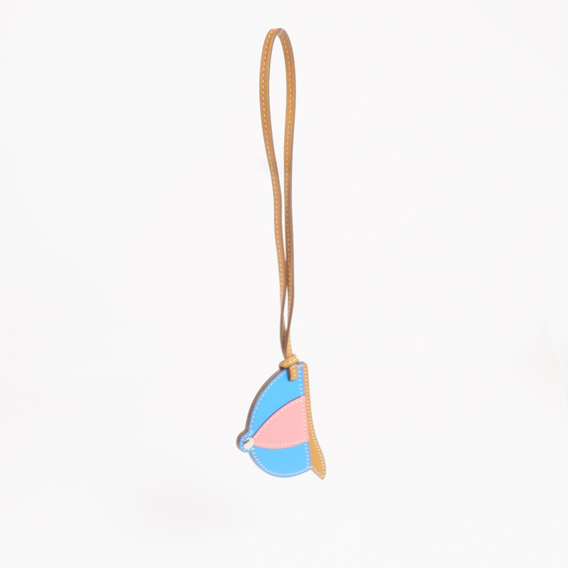 HERMES Swift/Butler皮革Paddock Bombe銀扣掛飾-7