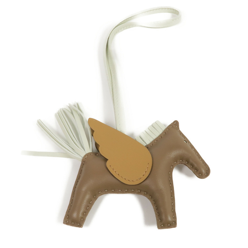 HERMES Milo皮革/Swift皮革Rodeo Pegase PM Charm掛飾Etoupe-1