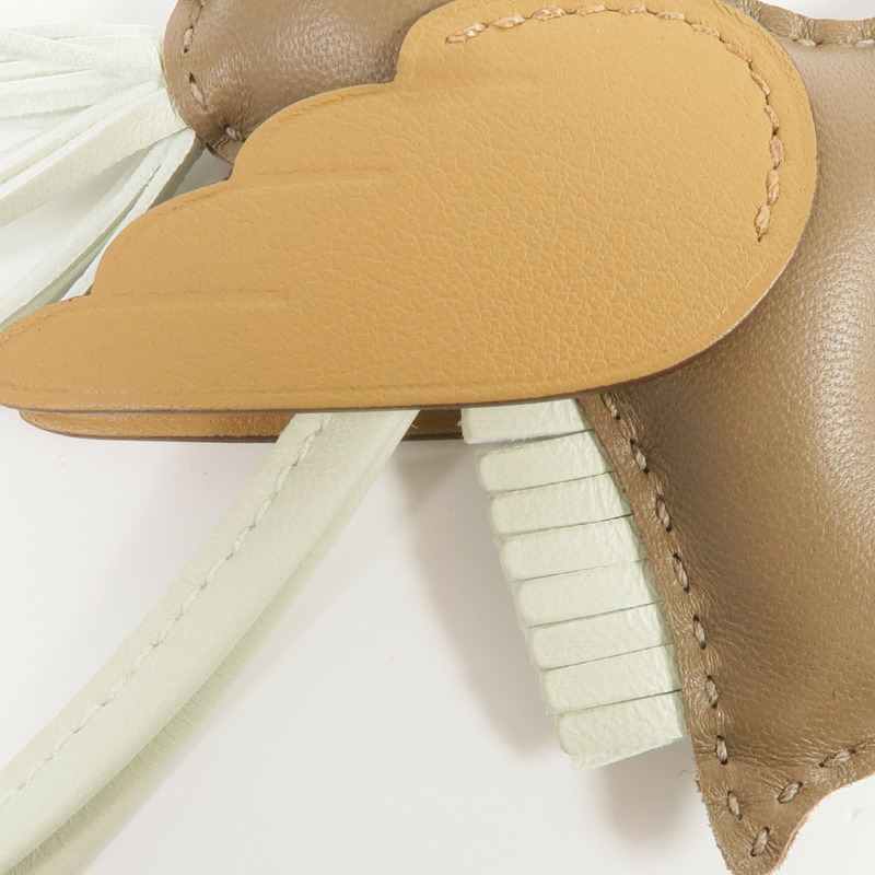 HERMES Milo皮革/Swift皮革Rodeo Pegase PM Charm掛飾Etoupe-3