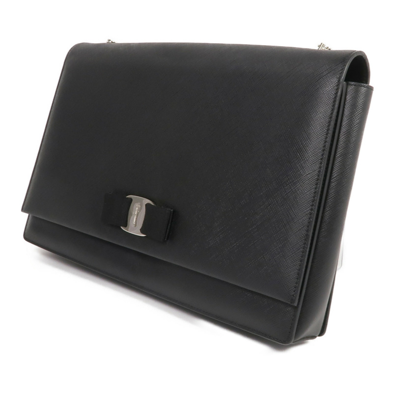 Salvatore Ferragamo 牛皮皮革Shoulder Bag銀扣鏈帶肩背袋-1