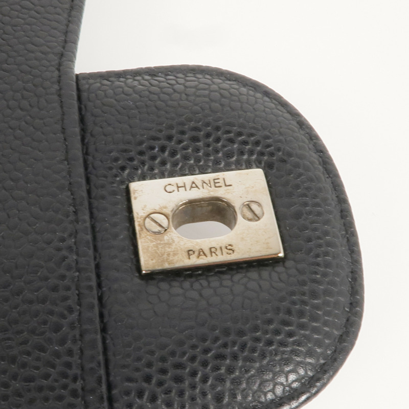 CHANEL 牛皮皮革Large Classic銀扣鏈帶肩背袋-11