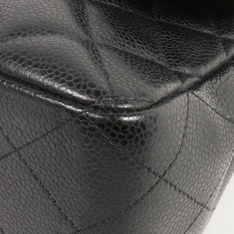 CHANEL 牛皮皮革Large Classic銀扣鏈帶肩背袋-12