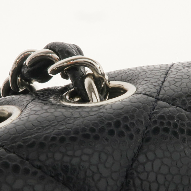 CHANEL 牛皮皮革Large Classic銀扣鏈帶肩背袋-16